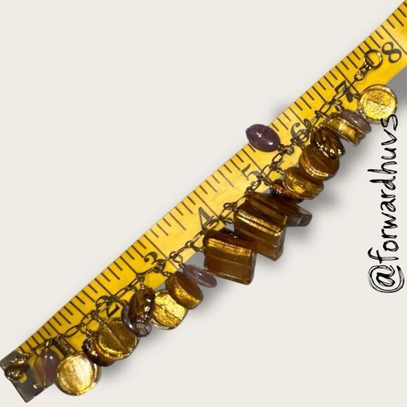 Hand Crafted Artisan Bracelet – Amethyst & Foil-Core Glass Beads - Picture 4 of 10